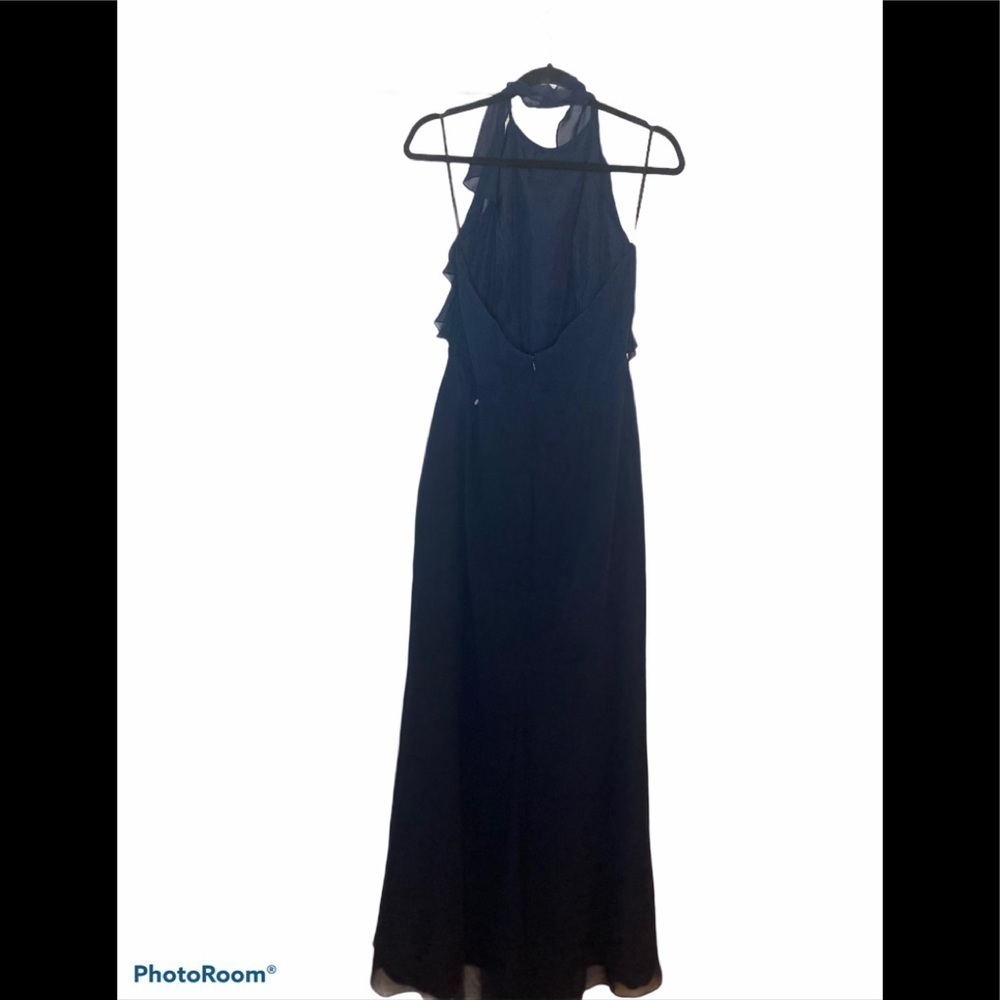 Dessy 3022 Criss Cross Ruffled Strap Halter Dress - Picture 6 of 7